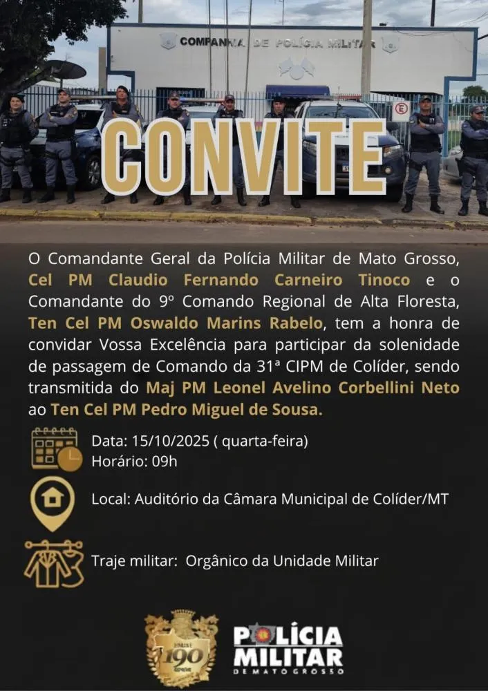 Polícia Militar realiza solenidade de passagem de comando da 31ª CIPM de Colíder