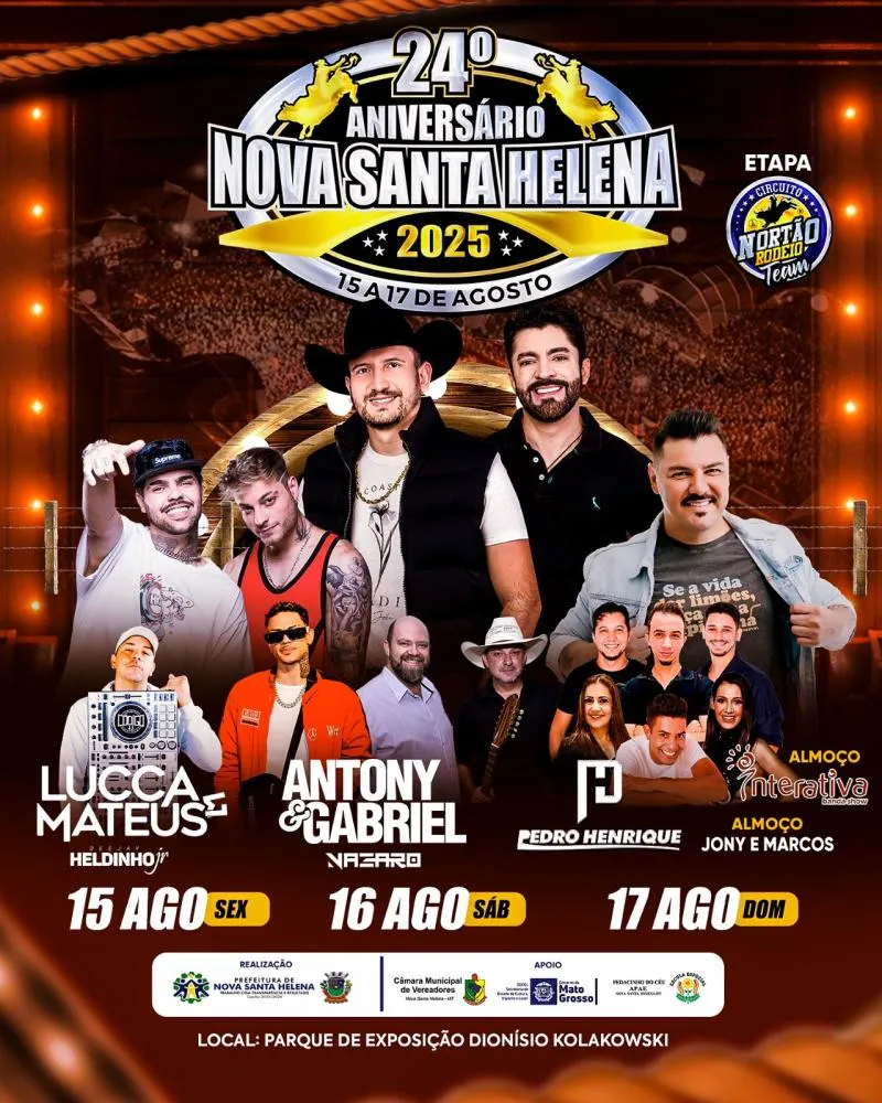 Nova Santa Helena celebra 24 anos com três dias de festa, rodeio e grandes shows